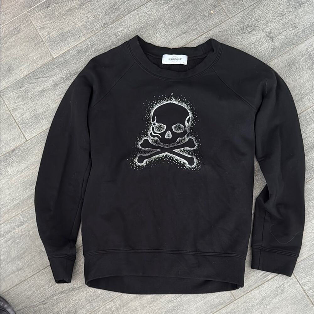 SoulCycle Skull Graphic Crewneck Sweatshirt Black Size Small